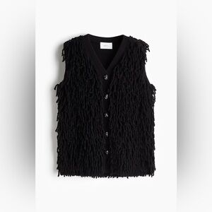 🔥SALE🔥NWT H&M FRINGED WOOL-BLEND SWEATER VEST medium black